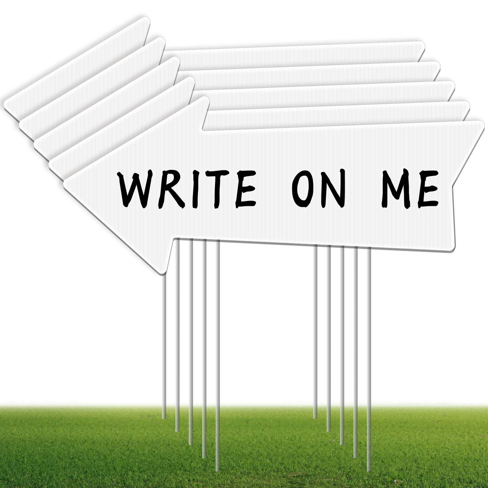 Kuco Blank Arrow Signs with Stakes, 16" x 6" Wedding Directional Arrow Yard Sign, Wedding this Way Sign, Birthday Party Signs for Party Decorations, Yard Garage Sale Signs, Guidepost-5PCS