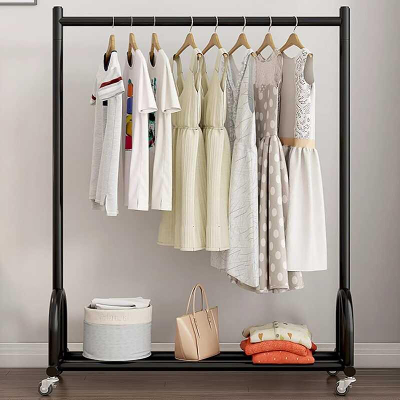 JYBNBBE Portable Clothing Rack - Sturdy Garment Display Stand for Bedroom, Living Room, and Boutique,Black-100X40X150CM