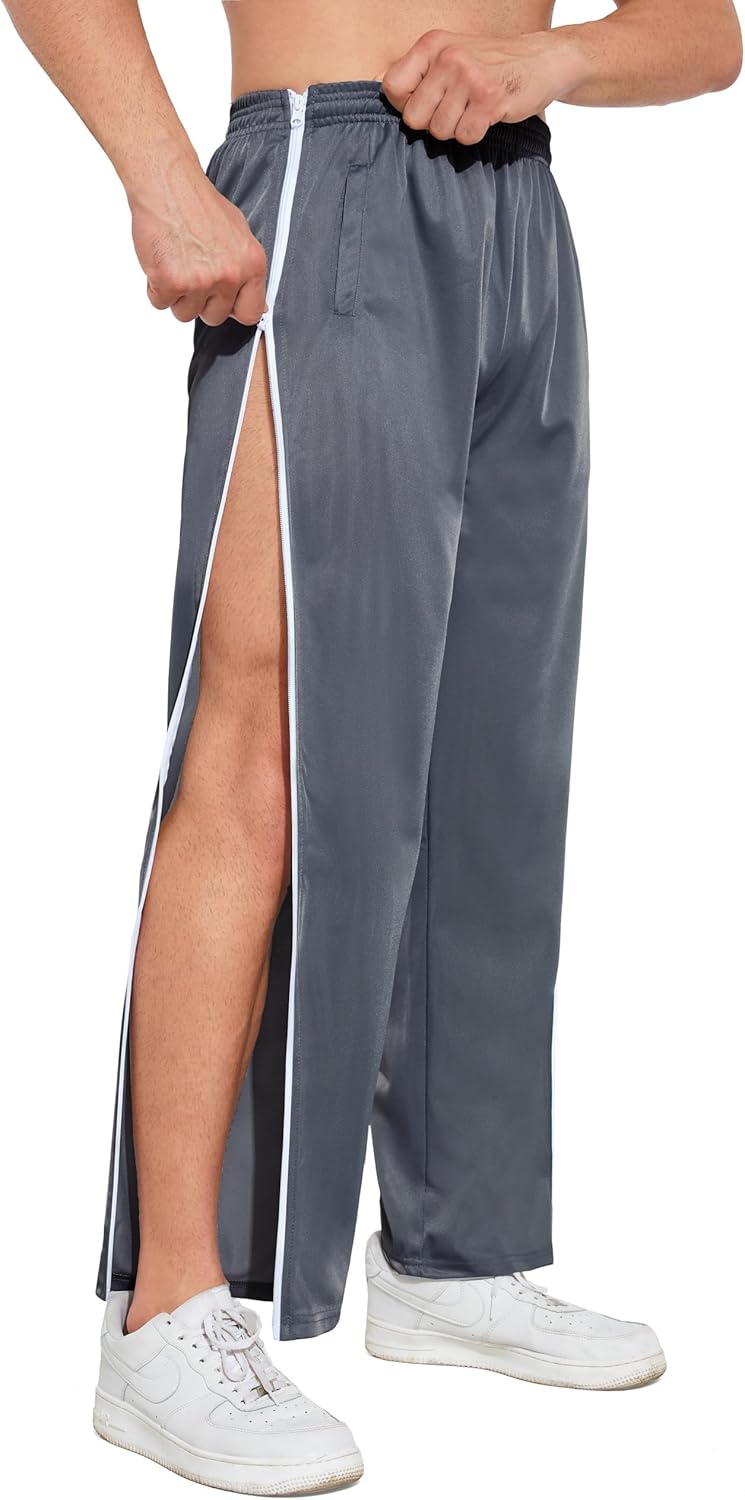 AIFARLD Tear Away Pants for Men Side Zippers Mens Sweatpants with Pockets for Basketball Knee/Leg Post-Surgery - Image 2