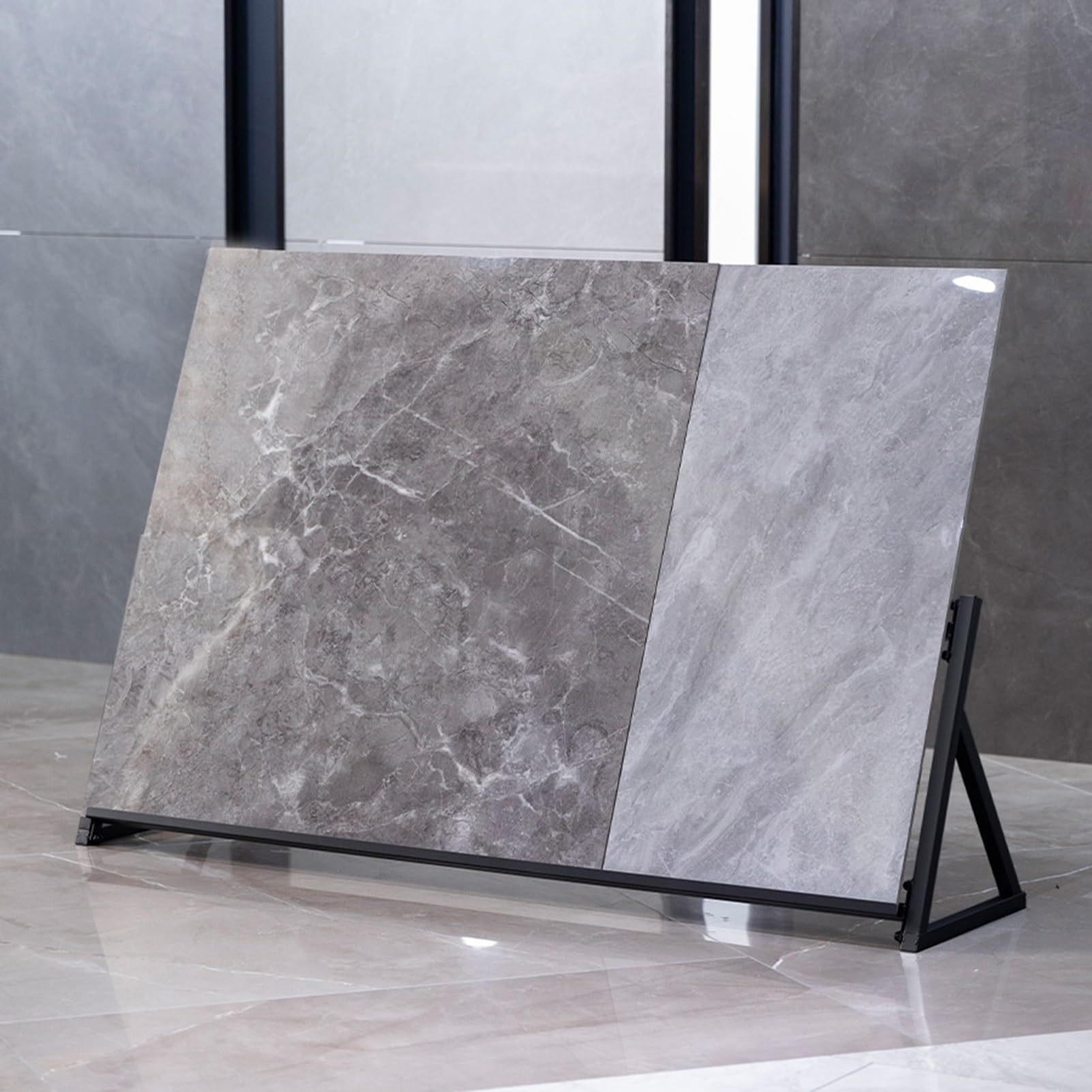 Expositor De Muestras De Azulejos, Expositor De Azulejos De Suelo, Soporte De Muestra De Metal Y Cerámica, For Azulejos, Piedra Y Materiales De Construcción(Black,120x30x40cm)