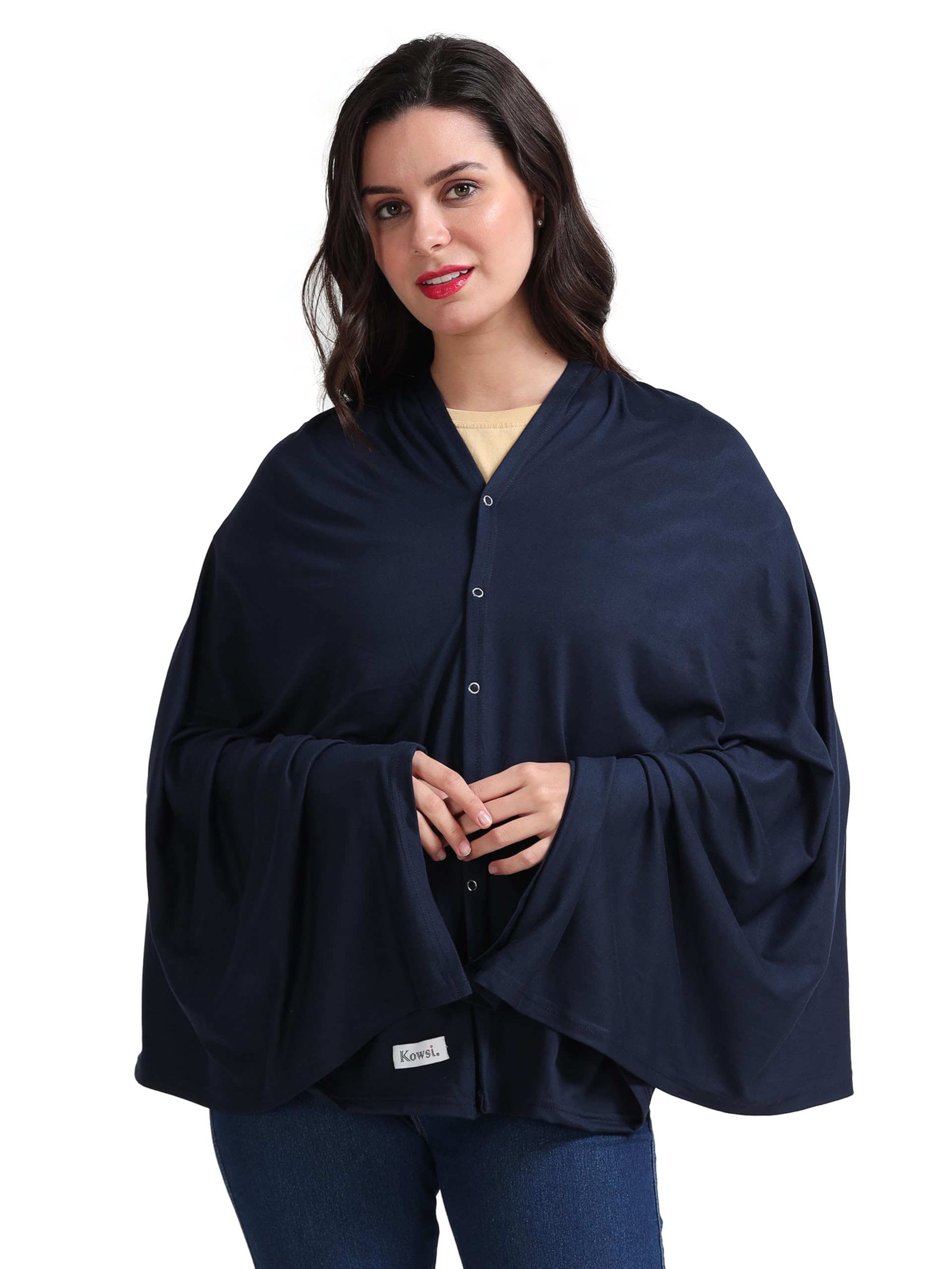 Kowsi 360 Degree Premium Soft Cotton Mother’s Breathable Breast Feeding Shawl & Light Weight Outdoor Baby Blanket Too. (Navy)-image-6