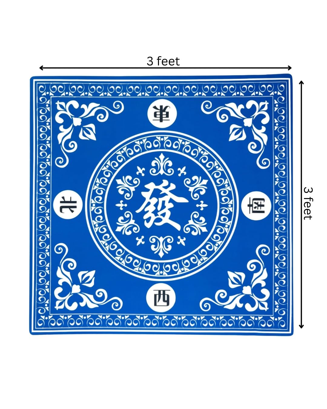 POK3R STUFF INDIA Mahjong Mat M6 | 36 x 36 Inch Velvet Mahjong Game Mat with Anti-Slip Rubber Base | Noise Reducing Table Mat for Mahjong & Board Games (Blue)