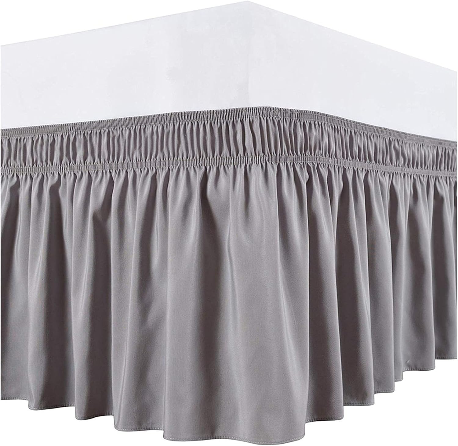 Jupe de lit grise 150x200 hôtelière à ourlet élastique