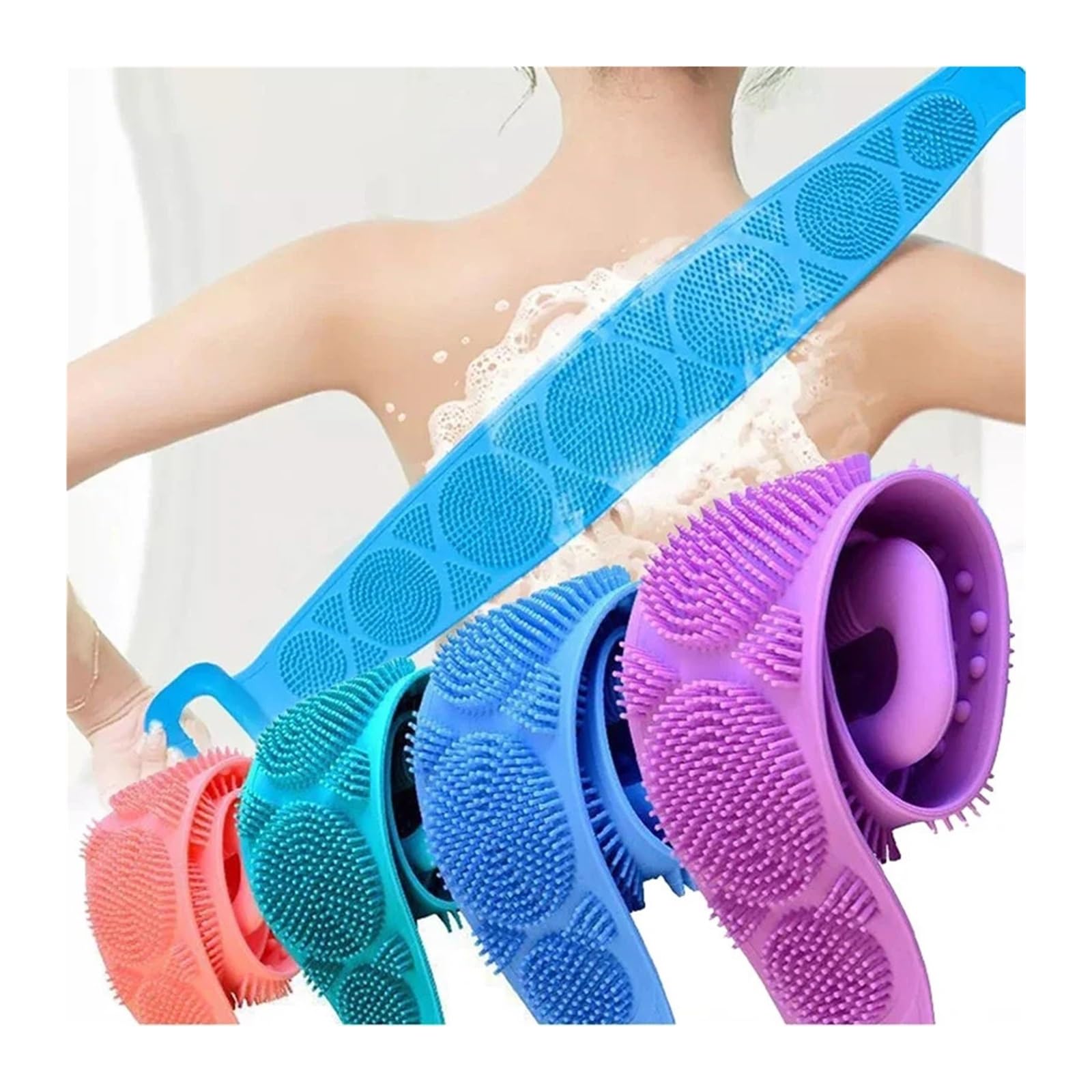 RüCkenbüRste Dusche 4/2/1PCS Körper Schwamm Silikon Pinsel Bad Handtücher Wäscher Reiben Zurück Peeling Massage Dusche Gürtel Erweiterte haut Sauber
