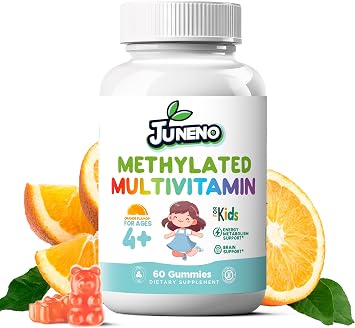 العلكة الميثيلية متعددة الفيتامينات للأطفال - مكمل دعم MTHFR مع مركب B 5-MTHF Folate L-Methylfolate B1 B3 B6 Methylcobalamin B12 Biotin Vitamins AC D3 E - نباتي خالي من سكر الغلوتين