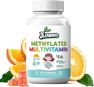 Juneno Methylated Multivitamin Gummies for Kids - MTHFR Support Supplement with B Complex 5-MTHF Folate (L-Methylfolate) B1 B3 B6 Methylcobalamin B12 Biotin Vitamins A C D3 E - Vegan Gluten Sugar Free