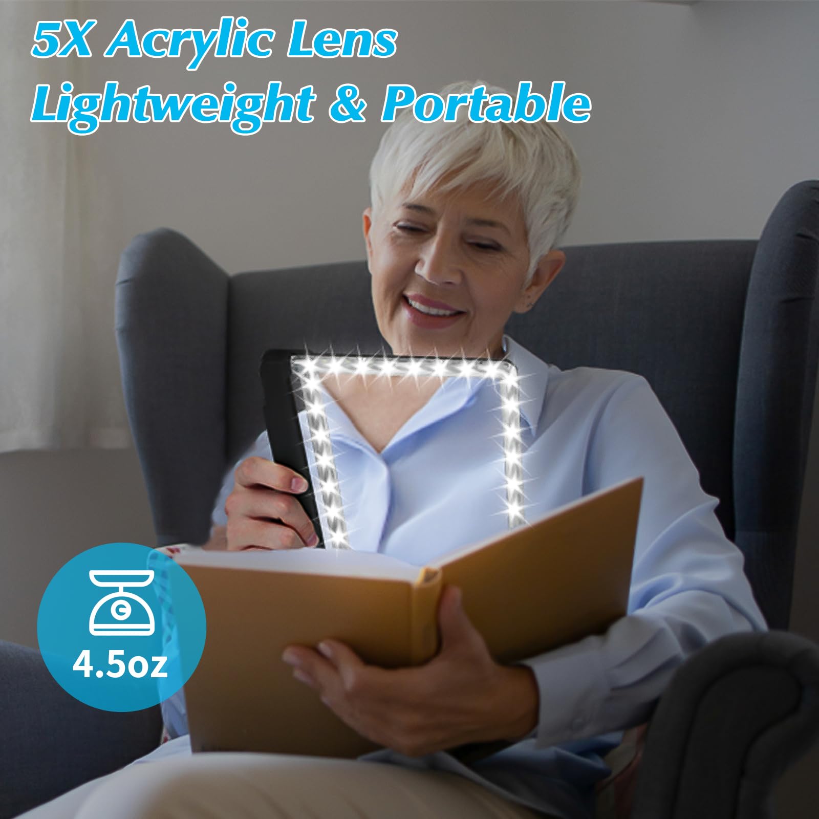 Lente D'Ingrandimento 30X E 5X NZQXJXZ - Grande 16x20cm, Leggera, Per Lettura, Cucito, Anziani - Foto 12
