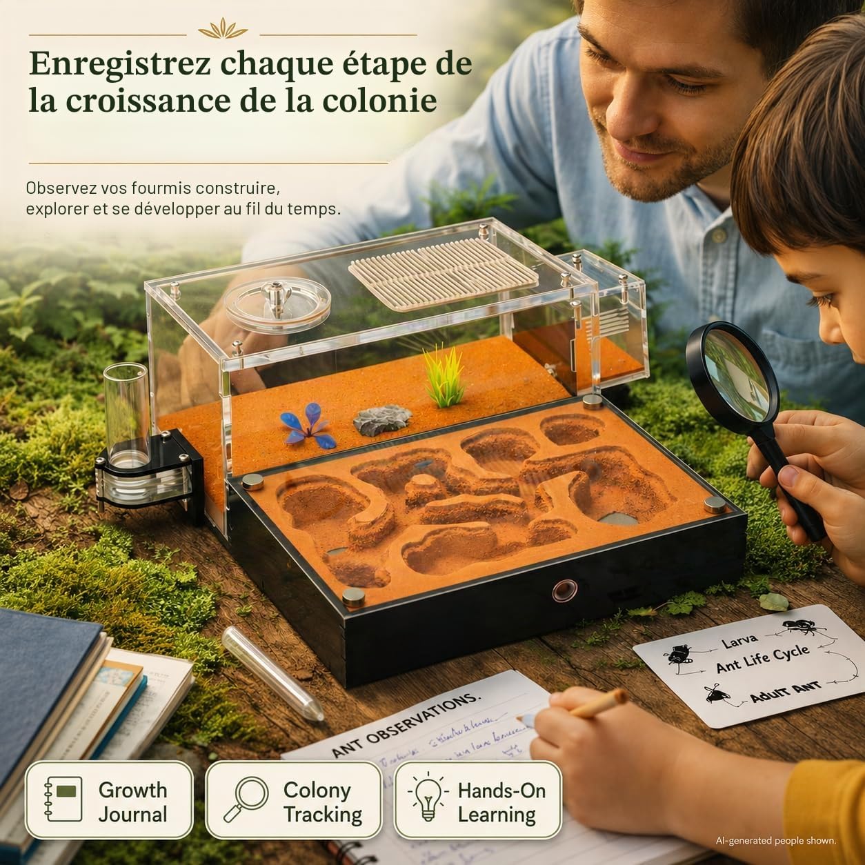 Formicarium pour fourmis vivantes et reines – Habitat transparent extra large pour adultes