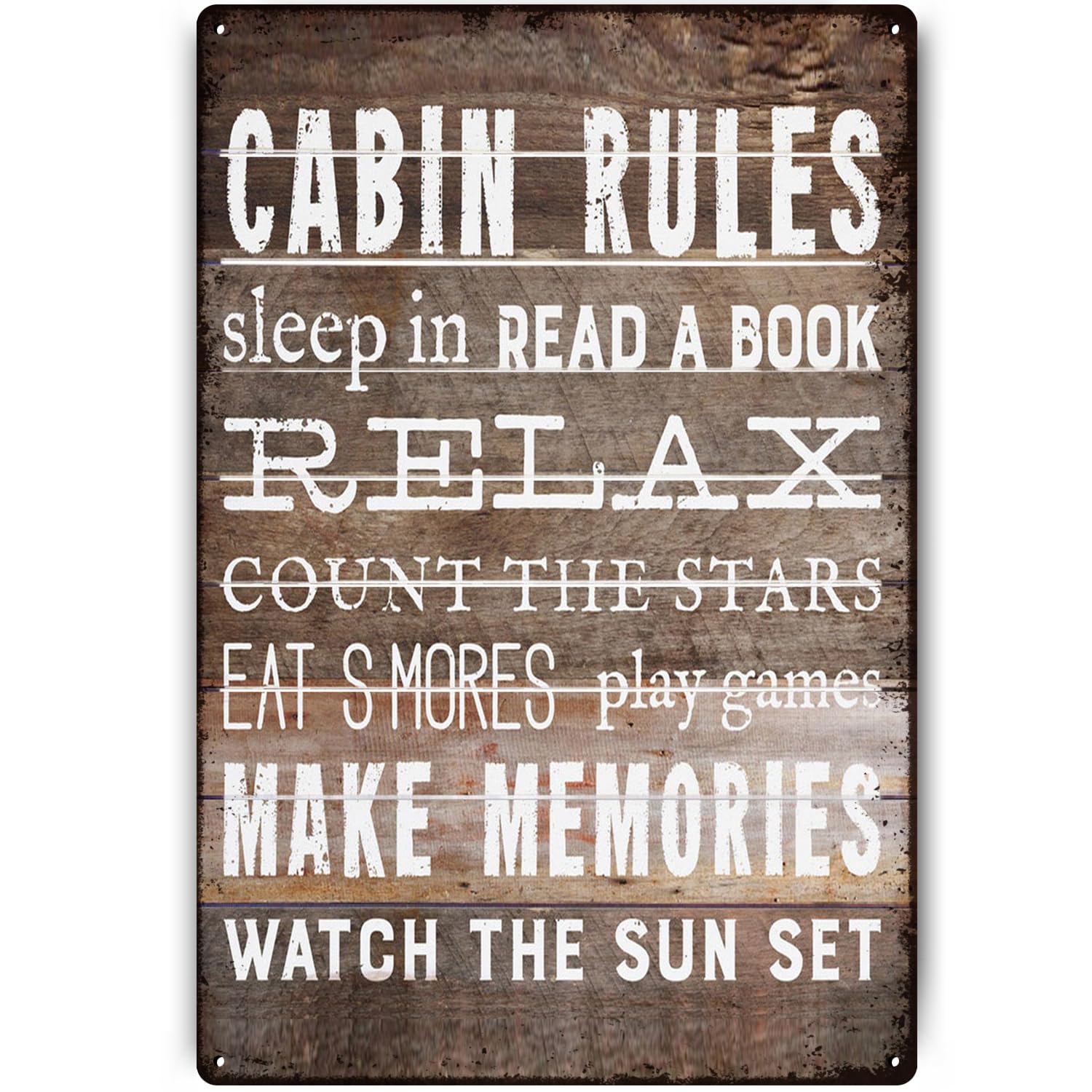 SMAZDFXX Cabin Rules Vintage Tin Sign Decor for Cabin Owners Housewarming Funny Metal Sign for Home Lake Cabin Wall Art 5.5"x8"