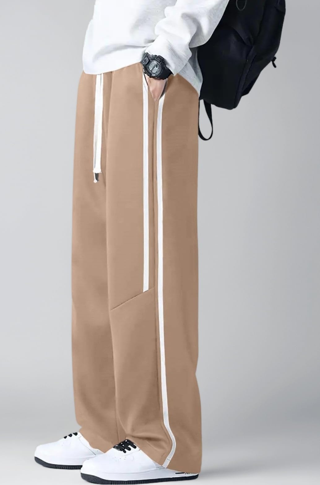 Korean Style Track Pants for Men – Loose Fit Lycra Cargo Joggers | Trendy Gym & Streetwear Bottoms with Utility Pockets (Available in Plus Size)