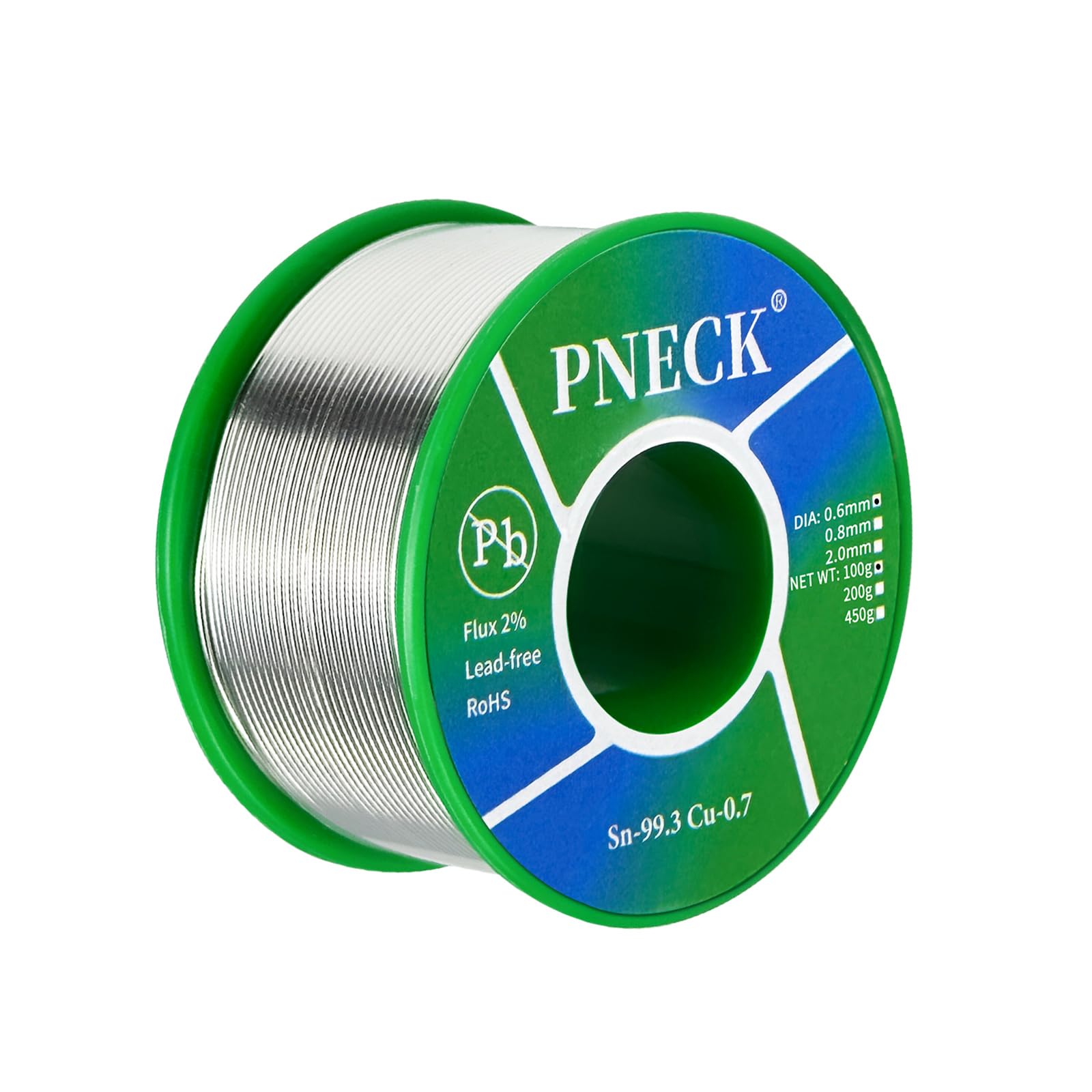 Alambre de soldadura sin plomo Sn99.3 Cu0.7 alambre de soldadura de núcleo de colofonia para soldadura eléctrica/soldadura de fontanería/vidrieras/manualidades/joyería (0,6 mm, 100 g)