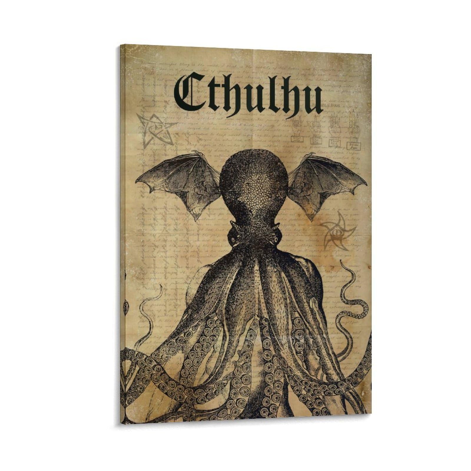 - Cthulhu Vintage Canvas Printing Wall Art Prints Retro Tentacle Monster Illustration Gothic Fantasy Wall Decor Posters for Living Room Bedroom Office Game Room Study 24x36inch(60x90cm)