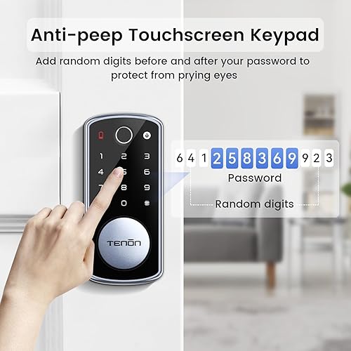 Miniatura 3 de Tenon K7 - Cerradura inteligente, cerradura de puerta de entrada sin llave, cerradura de puerta de huellas dactilares 5 en 1 con control de