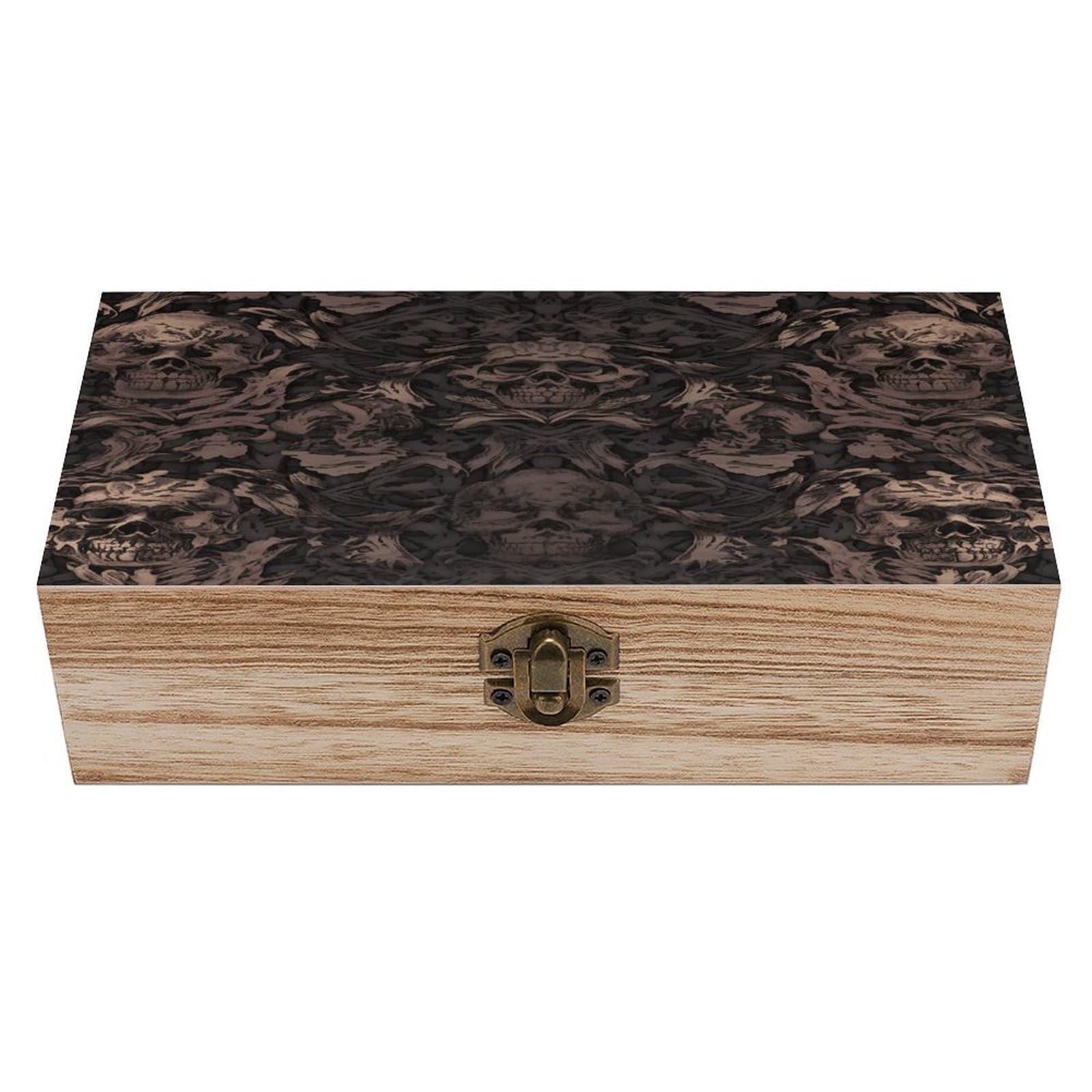 Boîte de rangement gothique en bois rétro crâne damas pour bijoux