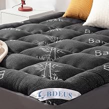 BDEUS Queen Mattress Topper Viscose Made from Bamboo - Pillow Top Cooling Bed Topper for Back Pain Relief - Breathable & Naturally Cooling for Hot Sleepers, Deep Pocket Fits 8-21" Mattress, Grey