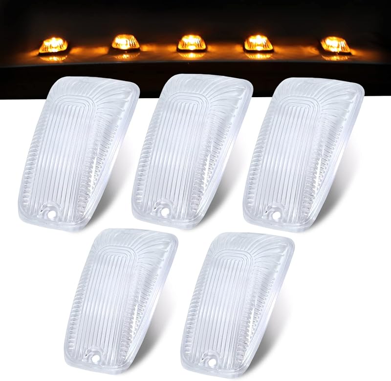 Kit de lentes de cobertura transparentes para luz de posição superior do teto Ledvillage para caminhões C/K1500 a C/K7500 1988–2002 – 5 unidades