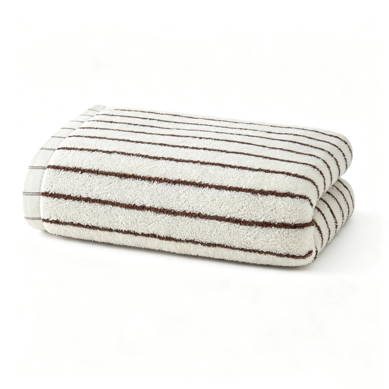 Mfwamcafk White Background With Brown Stripes Cotton Face Towel, Jacquard Striped Washcloth, Absorbent Gym Hand Towel