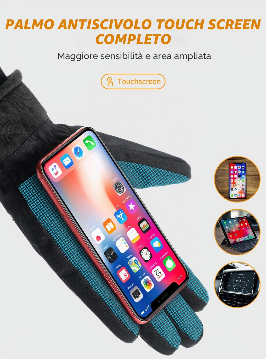 TRENDOUX Guanti Invernali Uomo Donna, Adatto per Sci Snowboard Scooter Moto Bici Mtb Motocross Neve Running Ciclismo Riscaldati, Guanti Touch Screen Termici da Lavoro Palestra Guida Impermeabili