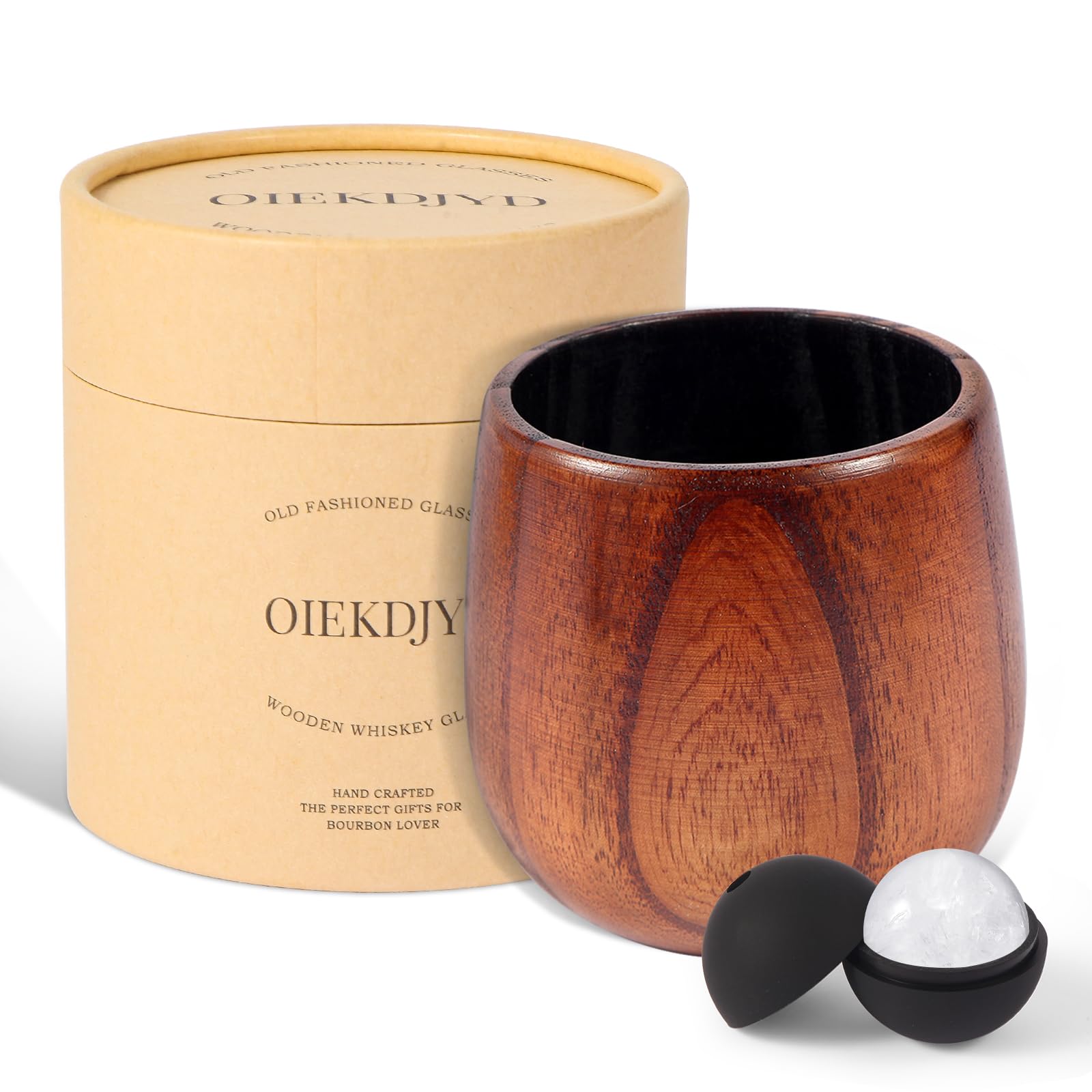 Original Wooden Bourbon Whiskey Glasses Set of 1 Handcrafted Charred Oak Wooden Bourbon Tumblers for Scotch Unique Gifts