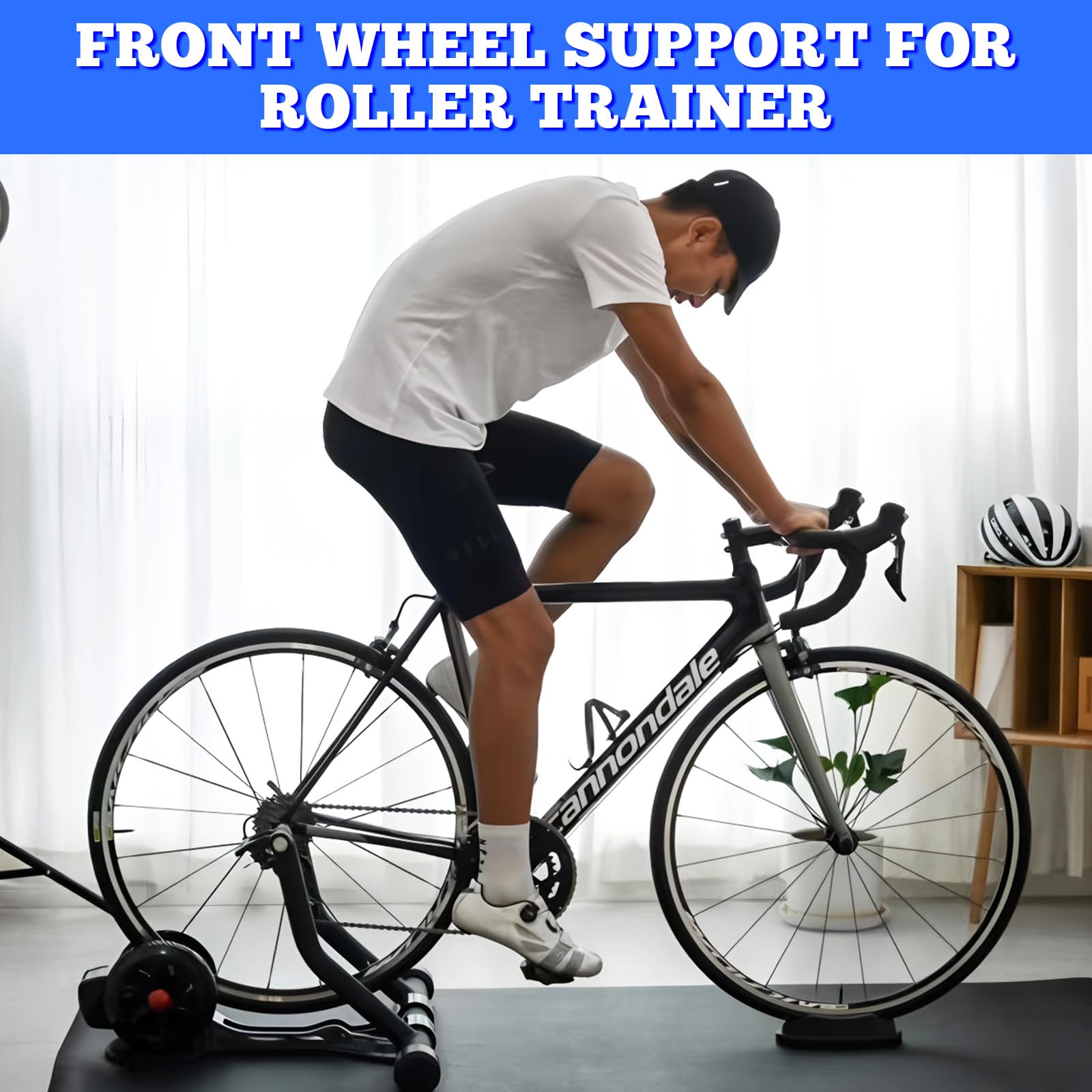 Supporto per Ruota Anteriore (2 pezzi) supporto rialzato con blocco per ruota anteriore della bicicletta, per pedalare in ambienti interni, per allenamento