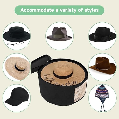 Miniatura 2 de Caja de almacenamiento para sombreros, cajas de sombreros para mujeres, soporte para sombreros de vaquero para viajes, funda de transporte de
