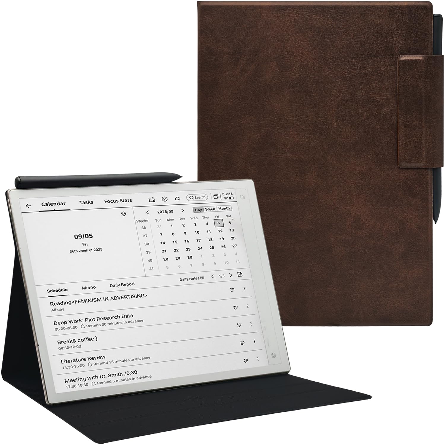 Custodia a libro con supporto magnetico per tablet iFLYTEK AINOTE 2, 10,7" E-Ink (2025), ultra sottile, leggera, in pelle PU, con fibbia magnetica e funzione sleep/wake automatica (marrone