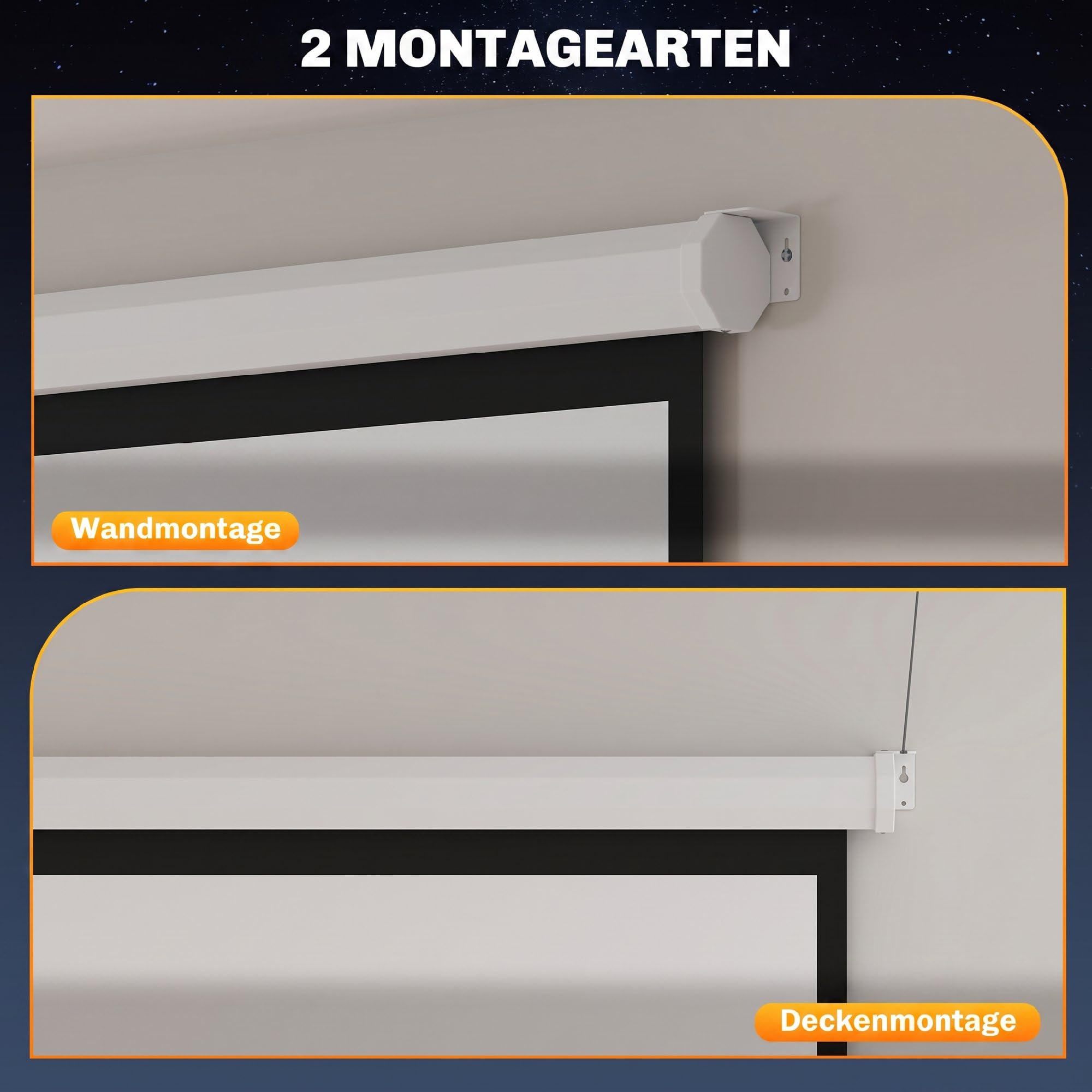 HOMCOM Beamer Leinwand Elektrisch 165 x 165 cm 92 Zoll 1:1 HD 4K Rollo-Leinwand mit Motor, Fernbedienung Projektionsleinwand für Heimkino Büro-Präsentationen