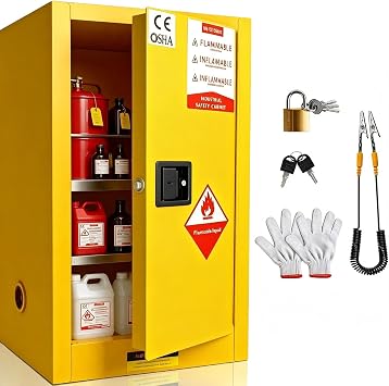 RQR 45 Gallon Flammable Storage Cabinet, Galvanized Steel Flammable Liquid Storage Cabinet 36H x 25D x 20W, Adjustable Shelf Flammable Safety Cabinet