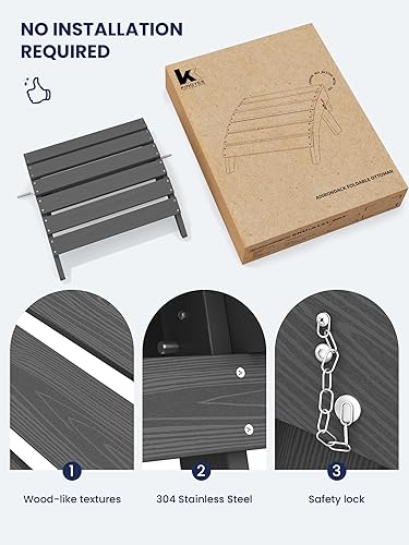 Miniatura 7 de KINGYES Otomana Adirondack plegable para silla Adirondack, gris