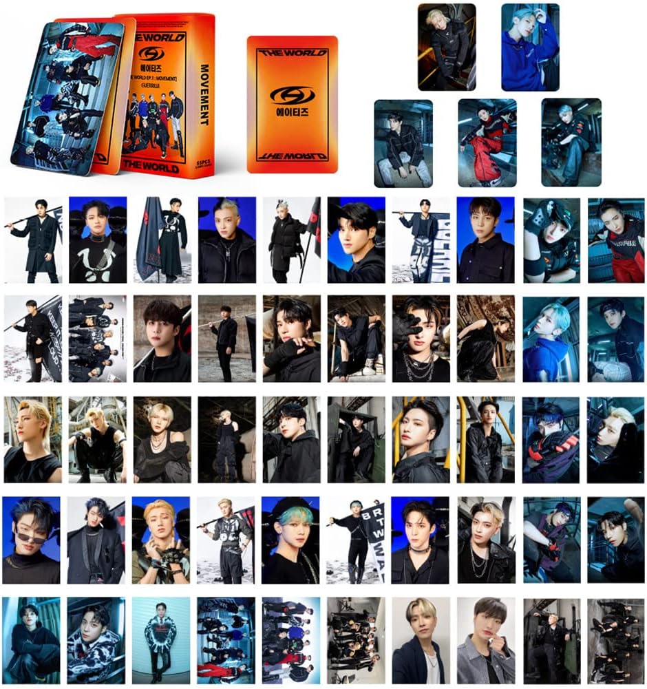 Ropniik Kpop Ateez Lomo Cards,110 Tarjetas Ateez Photo Cards,Ateez The World : Ep.1 Movement Álbum Tarjetas,Kpop Ateez Lomo Mini Photocard Set Para Fans