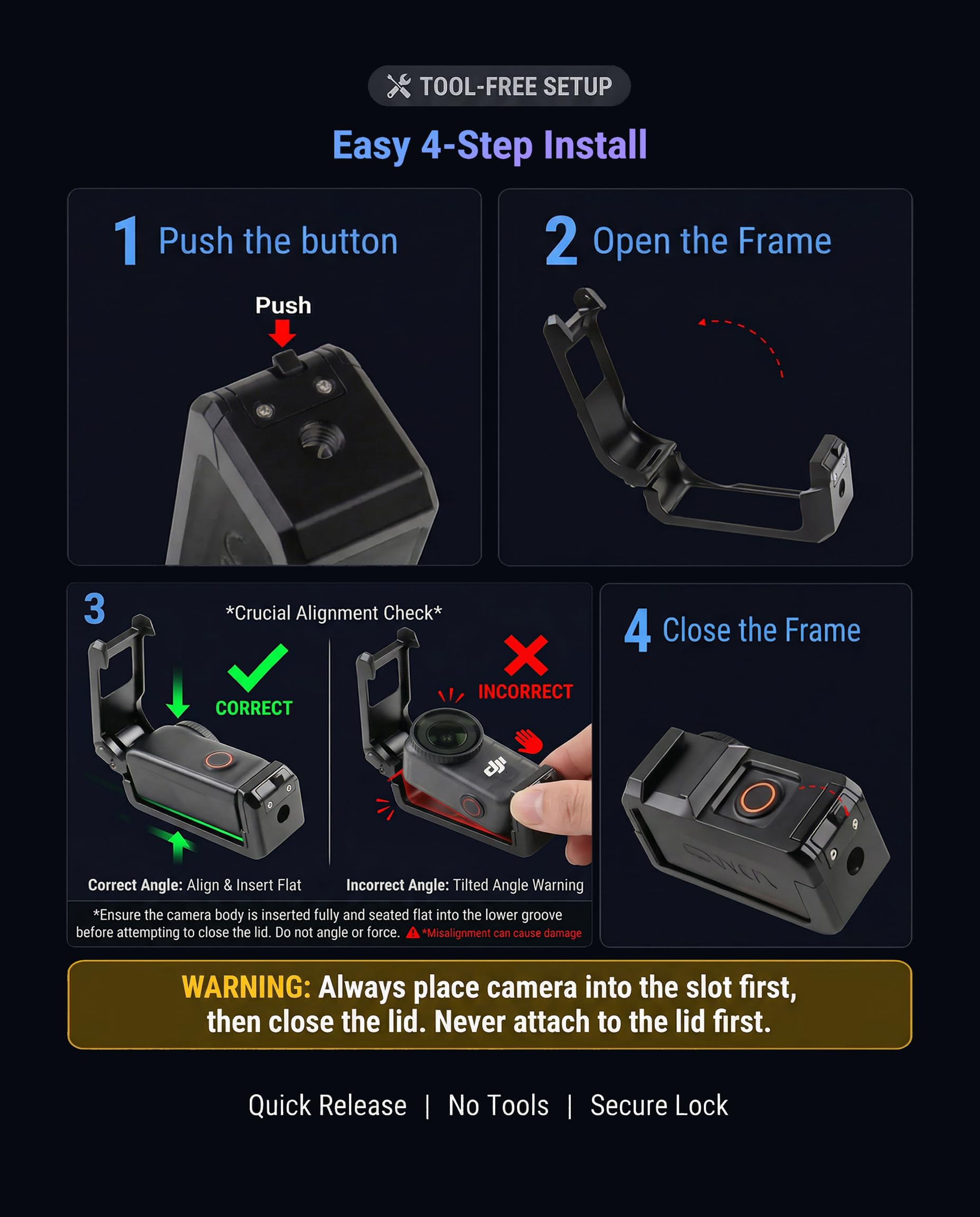 iDaPro Étui de protection en aluminium pour DJI Osmo Nano, cadre anti-rayures à dégagement rapide