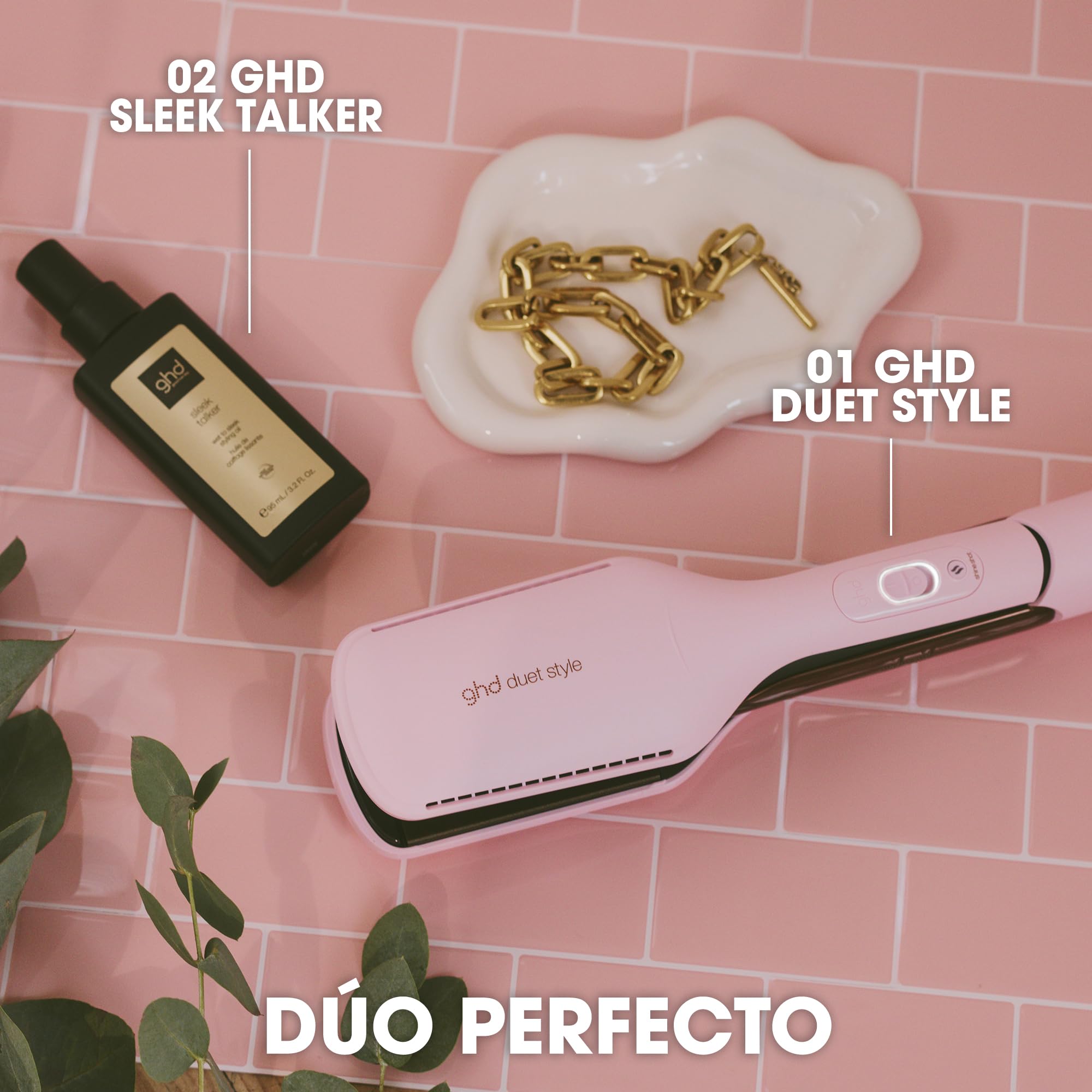 ghd Duet Style - Cepillo secador de pelo de edición limitada con sorbete rosa con funda a juego y alfombrilla resistente al calor (enchufe de la UE)