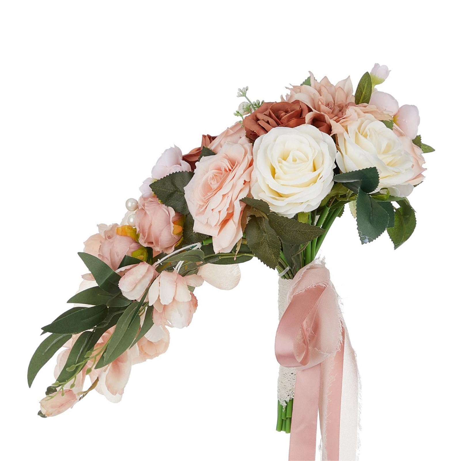 sodeber Handheld Artificial Rose Holding Flower for Bride and Bridesmaids Bridal Bouquet Elegant Wedding Supplies Bride Bouquet Decoration