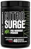 Jacked Factory Nitrosurge Max High Performance Pre Workout Powder - Pre Workout w/Nootropic Ingredients for Intense Focus, Pumps, Smooth Energy, Endurance - 40 Servings, Cherry Bomb