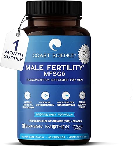 Male Fertility MFSg5 - Suplemento de fertilidad para recuento de esperma y semen para hombres, incluye vitaminas prenatales y PQQ - 120 cápsulas