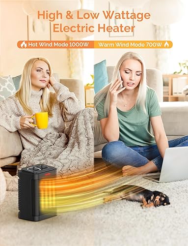 Miniatura 2 de Calentadores de espacio pequeño para uso en interiores, mini calentador de espacio de 1000 W700 W con termostato, protección múltiple, calentador de