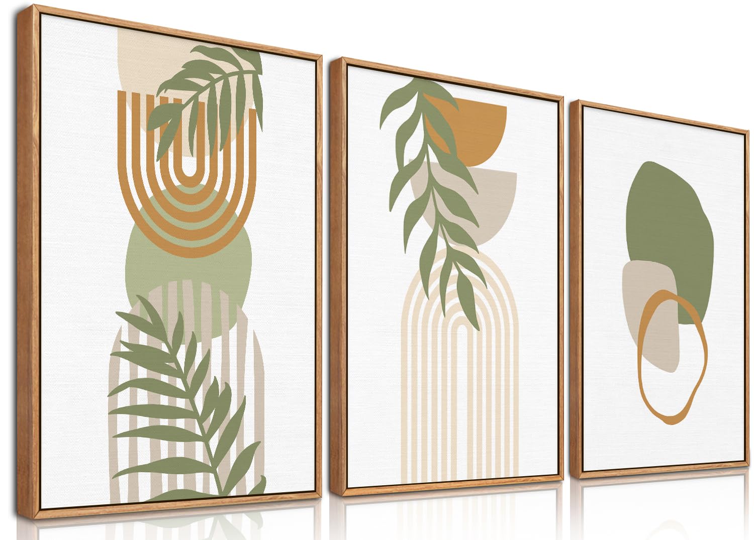 BINCUE Boho Wandkunst,Boho abstrakte Poster,Mitte Jahrhundert,Moderne Leinwand Wanddekoration, geometrisches Bohemian Wandbilder,Blatt Leinwand Kunst Druck Wohnzimmer Schlafzimmer Büro 30x40cm *3