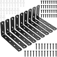 9 x Black Wall Shelf Brackets, 125 mm Metal Wall Brackets, Shelf Brackets, L Brackets for Shelves, Brackets for Shelves, Wooden Shelves