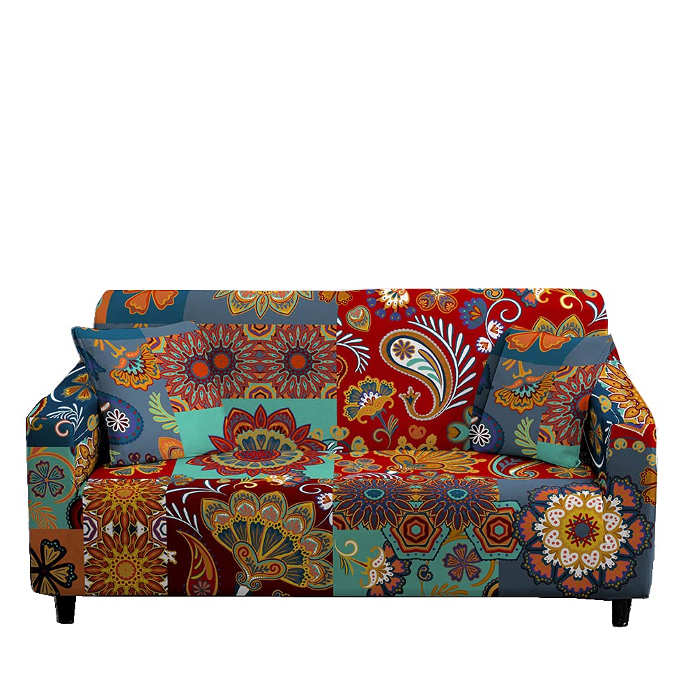 FANSU Sofa Cover Slipcover Stretch Meubelhoes, 3D Koe Patroon Universele Settee Loveseat Bank Cover Home Decor, Antislip Zachte Verwijderbare Wasbare Pet Protector (Zwart, 3 Zits/190 ~ 230cm