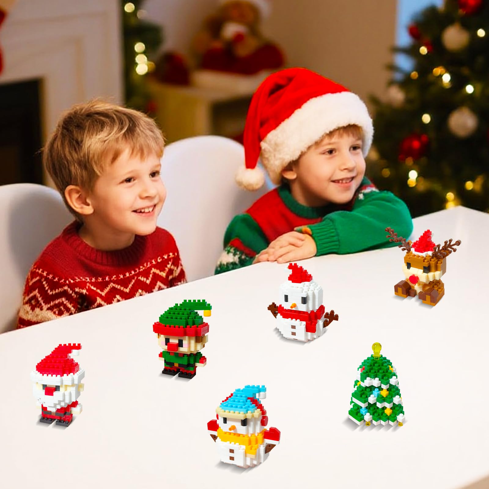 Lamvpiny Santa Claus Design Building Blocks Set, 6 Pack Christmas Theme ...