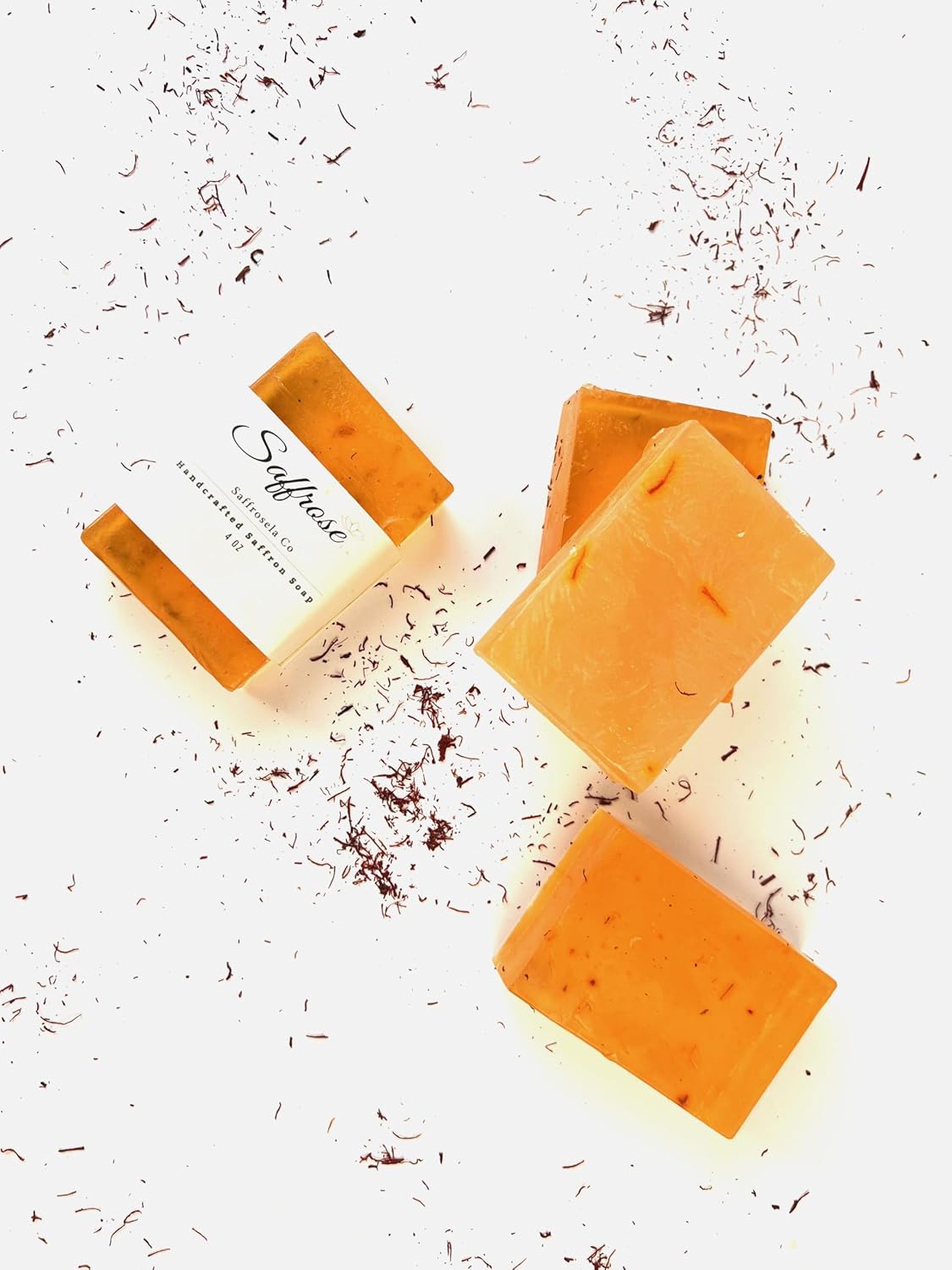 Handmade Pure Glycerine Saffron Soap that deep cleans your skin, giving a natural shine to your skin. Removes tanning 100% Organic, 100 Gr (pack of 4)