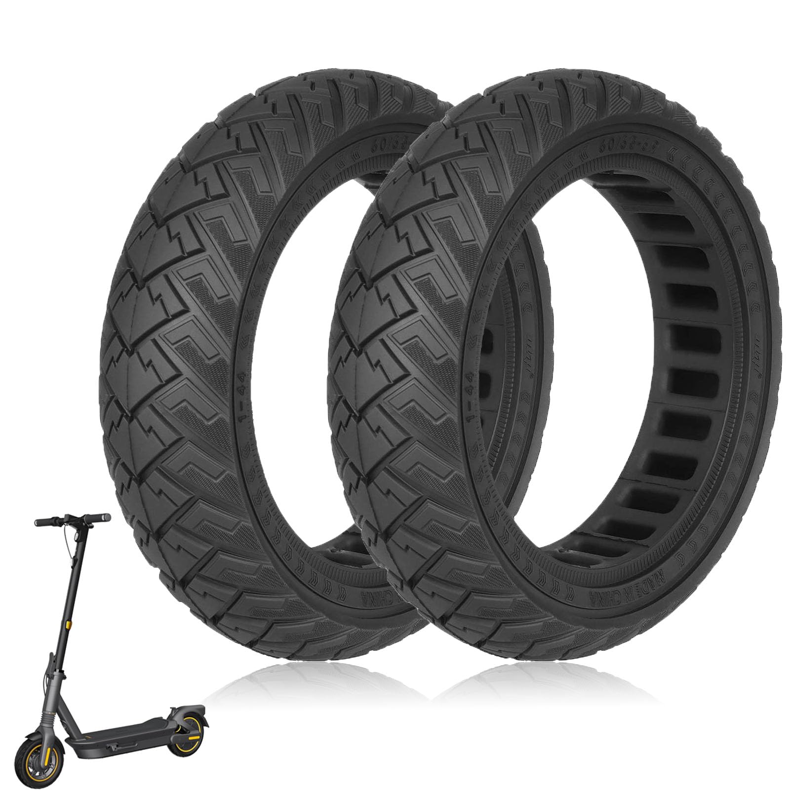 60/65-6.9 Solid Tire 10 inch for Segway Ninebot Max G2 G65 F3 F3 Pro Electric Scooters Accessories, Off-road Rubber Tyre, Shockproof, Non-Slip Replacement for Kickscooter