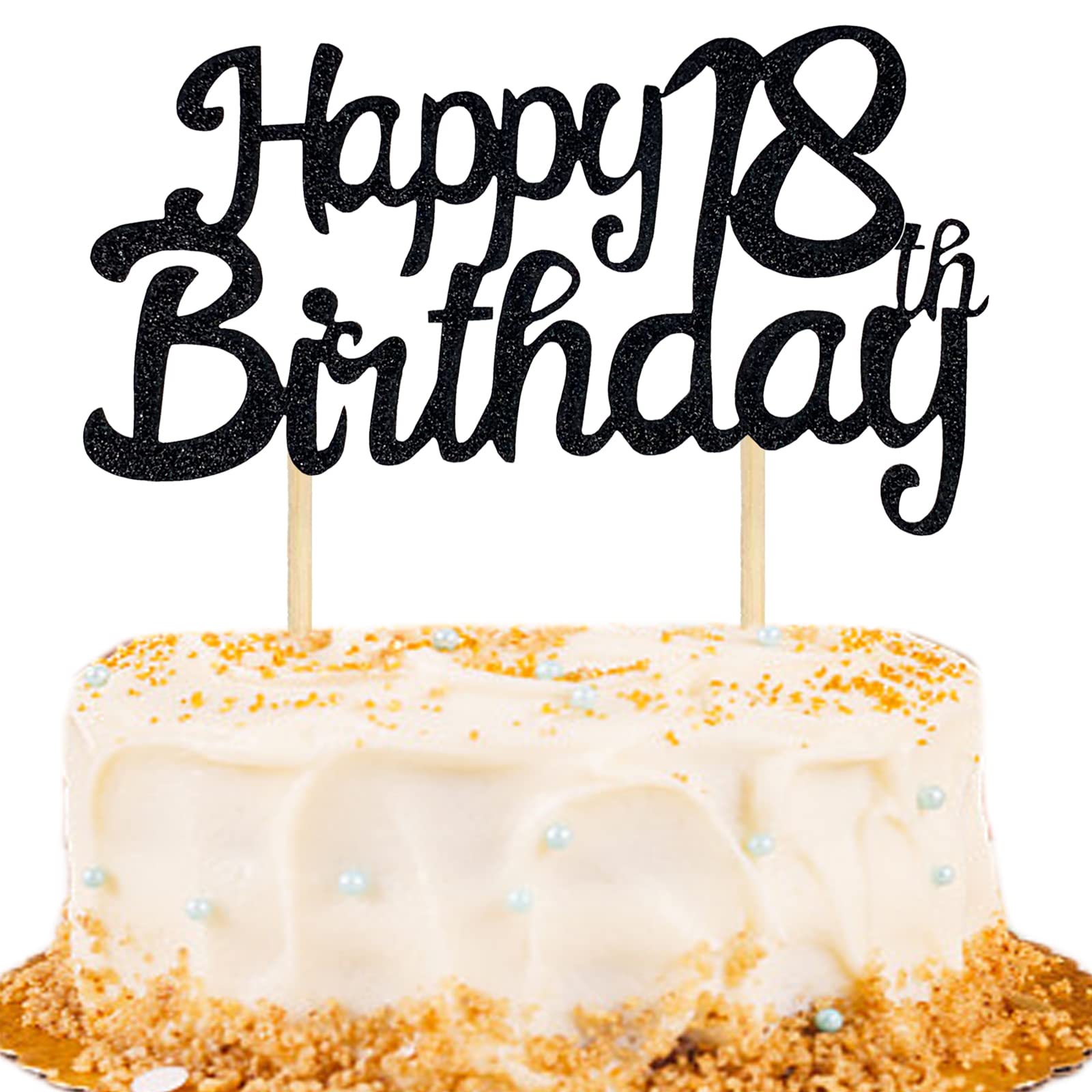 Buy ANCTEY 3 Packs Black Glitter 18th Birthday Cake Topper 18th Cake ...