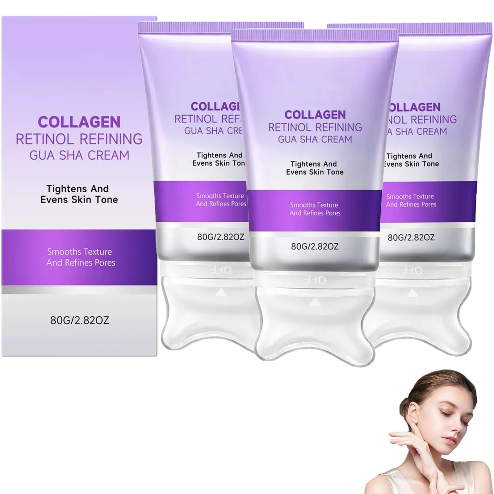Crema de Retinol y Colágeno Refinadora Gua Sha, Crema para el Cuello para Refirmar y Reafirmar, Antienvejecimiento, Humectación Nutritiva, Refirmante y Suavizante para Cara y Cuello, Cuidado Diario