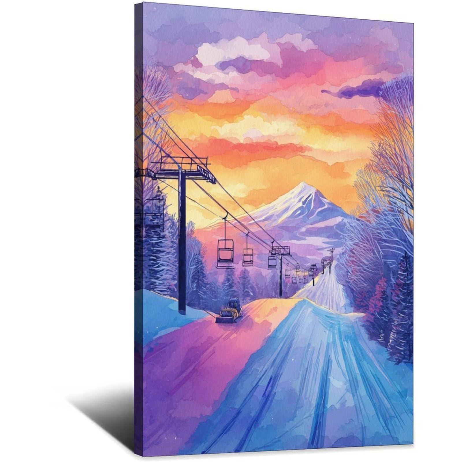 iPuzou Niseko Posters 20x30inch(50x75cm) Vintage Watercolor Canvas Art