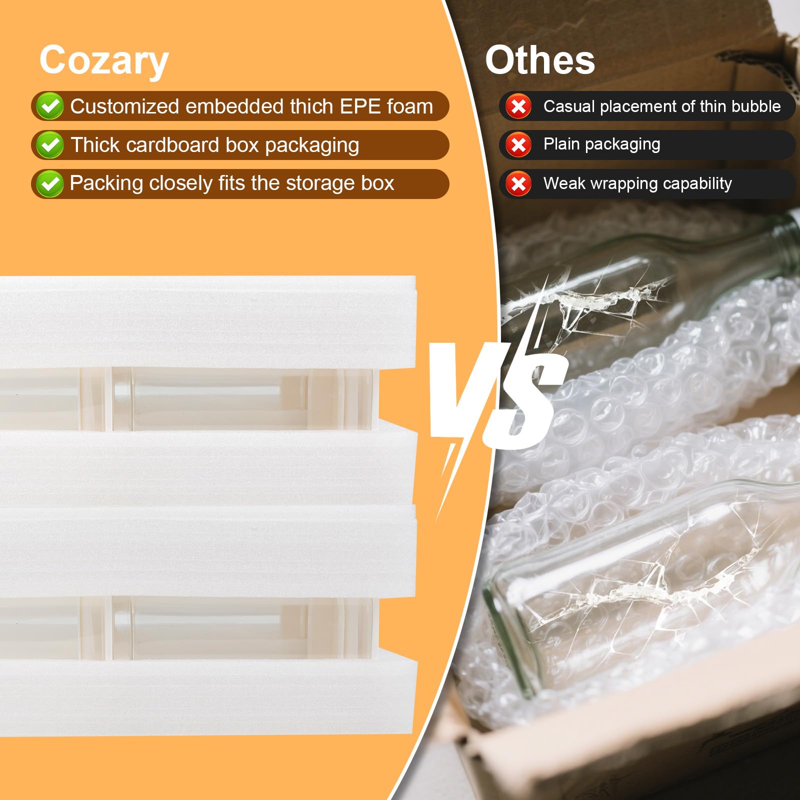 Cozary 1100ml Barattoli Vetro con Coperchio ABS, Set di 4 Quadrati Contenitori Vetro per Alimenti, Impilabili e Lavabili, Barattoli Ermetici in Cucina/Dispensa per Noci, Cereali