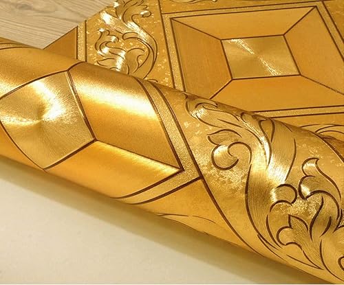 Miniatura 9 de Q QIHANG - Papel tapiz moderno y simple de papel de aluminio dorado, impermeable, para hotel, KTV Bars TV, telón de fondo, 1.73 pies de ancho x 32.8