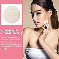 Vista 4 de 3 piezas de soplo de polvo de 2.5 pulgadas, pequeño soplo de polvo suelto de felpa ultra corta, esponjoso, polvo redondo de maquillaje para polvo