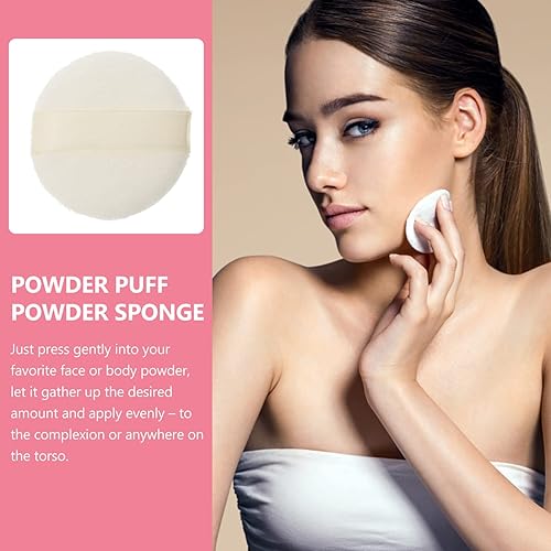 Miniatura 4 de 3 piezas de soplo de polvo de 2.5 pulgadas, pequeño soplo de polvo suelto de felpa ultra corta, esponjoso, polvo redondo de maquillaje para polvo de