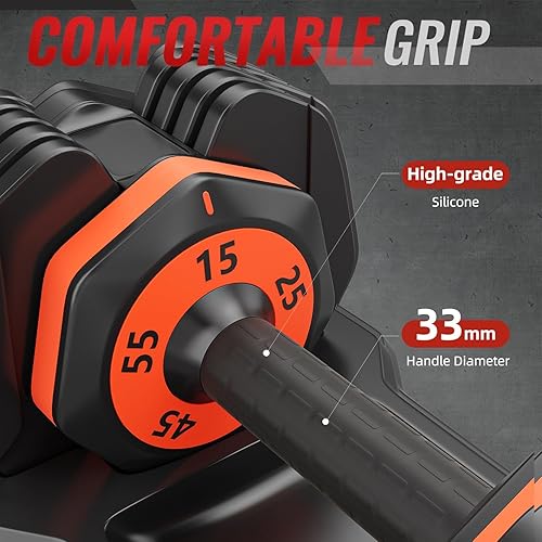 Miniatura 10 de Mancuernas ajustables, juego de mancuernas ajustables individuales de 25 libras, mancuernas 5 en 1, peso de ajuste rápido con mango antideslizante y